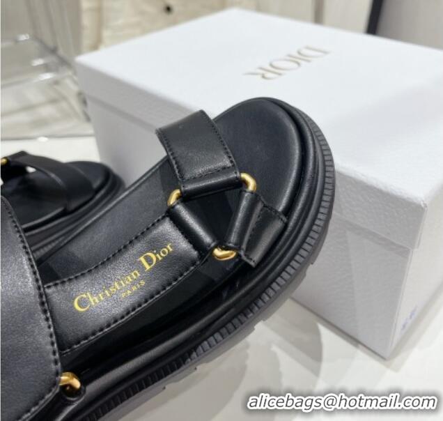 Good Product Dior D-Wave Strap Sandals in Black Lambskin 606004