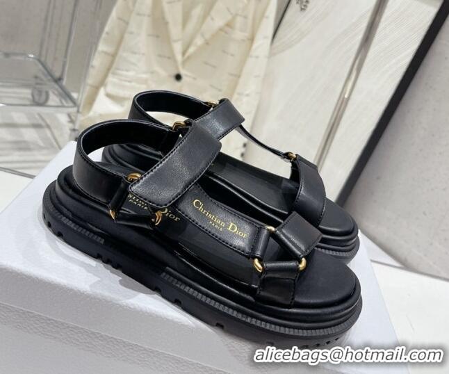 Good Product Dior D-Wave Strap Sandals in Black Lambskin 606004