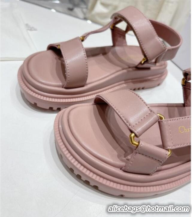 Popular Style Dior D-Wave Strap Sandals in Powder Pink Lambskin 606005