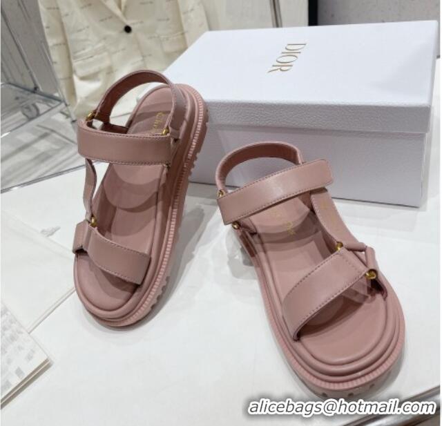 Popular Style Dior D-Wave Strap Sandals in Powder Pink Lambskin 606005