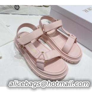 Luxurious Dior D-Wave Strap Sandals in Light Pink Lambskin 606006