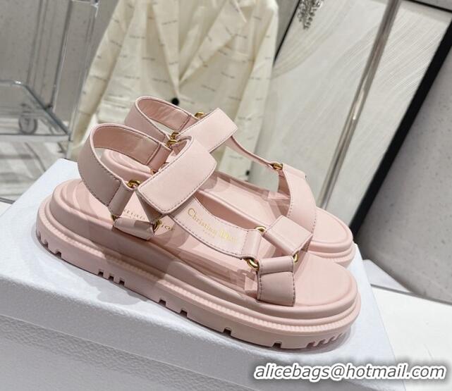 Luxurious Dior D-Wave Strap Sandals in Light Pink Lambskin 606006