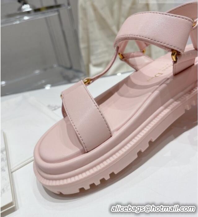 Luxurious Dior D-Wave Strap Sandals in Light Pink Lambskin 606006