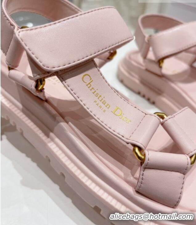 Luxurious Dior D-Wave Strap Sandals in Light Pink Lambskin 606006