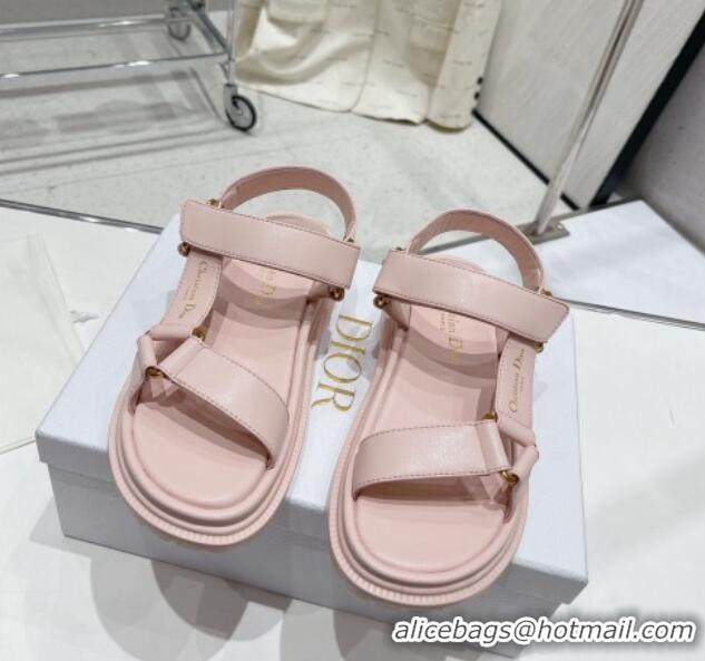 Luxurious Dior D-Wave Strap Sandals in Light Pink Lambskin 606006