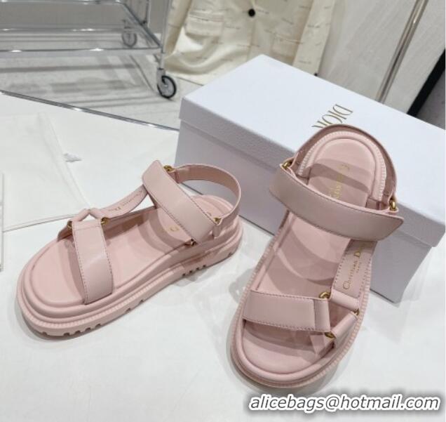 Luxurious Dior D-Wave Strap Sandals in Light Pink Lambskin 606006