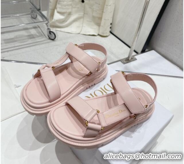 Luxurious Dior D-Wave Strap Sandals in Light Pink Lambskin 606006