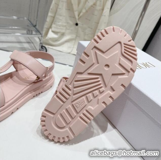 Luxurious Dior D-Wave Strap Sandals in Light Pink Lambskin 606006