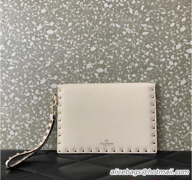 Top Quality VALENTINO GARAVANI ROCKSTUD Clutch 0P87 white