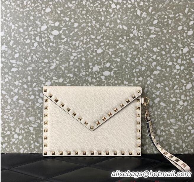 Top Quality VALENTINO GARAVANI ROCKSTUD Clutch 0P87 white