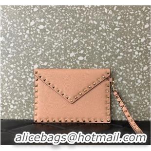 Famous Brand VALENTINO GARAVANI ROCKSTUD Clutch 0P87 pink