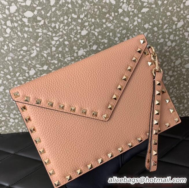 Famous Brand VALENTINO GARAVANI ROCKSTUD Clutch 0P87 pink