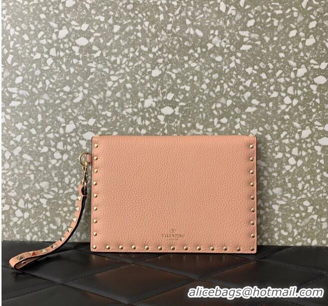 Famous Brand VALENTINO GARAVANI ROCKSTUD Clutch 0P87 pink