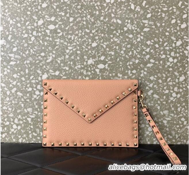 Famous Brand VALENTINO GARAVANI ROCKSTUD Clutch 0P87 pink