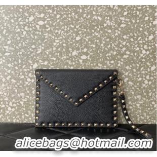 Top Grade VALENTINO GARAVANI ROCKSTUD Clutch 0P87A black