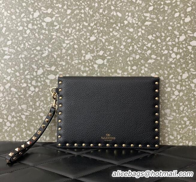 Top Grade VALENTINO GARAVANI ROCKSTUD Clutch 0P87A black