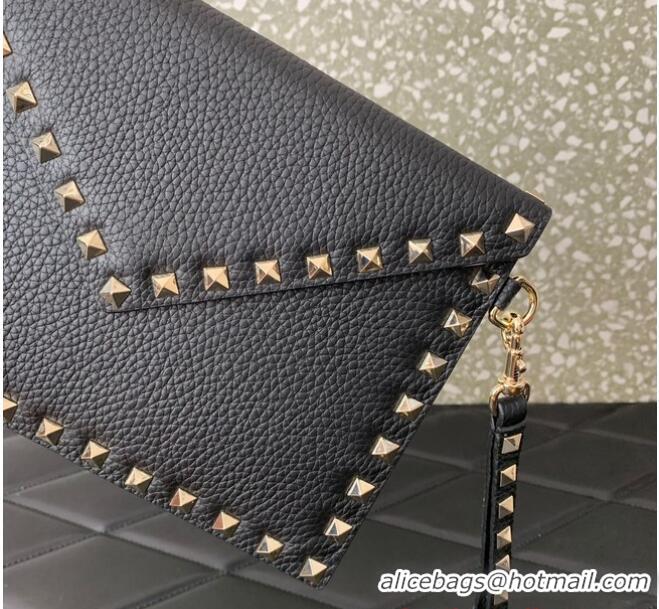 Top Grade VALENTINO GARAVANI ROCKSTUD Clutch 0P87A black