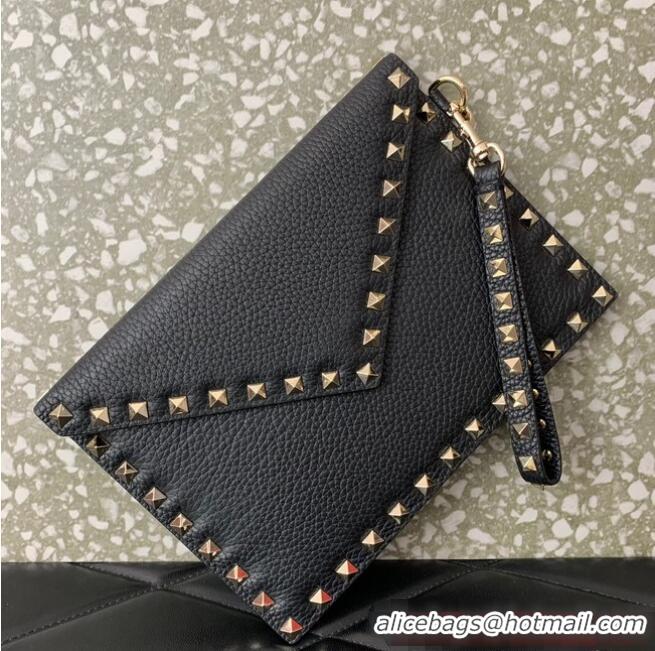 Top Grade VALENTINO GARAVANI ROCKSTUD Clutch 0P87A black