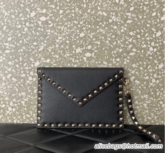 Top Grade VALENTINO GARAVANI ROCKSTUD Clutch 0P87A black