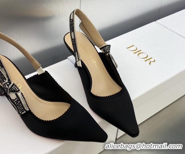 Charming Dior J'Adior Slingback Pumps 6.5cm in Embroidered Satin and Cotton 606033