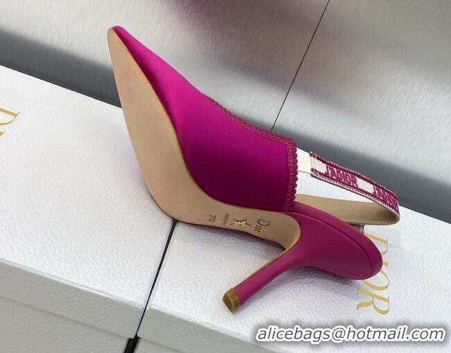 Unique Style Dior J'Adior Slingback Pumps 9.5cm in Rani Pink Embroidered Satin and Cotton 606035