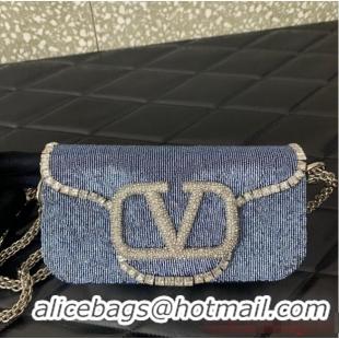 Buy Inexpensive VALENTINO MINI LOCO imitation crystal shoulder bag WB0K53SL sky blue