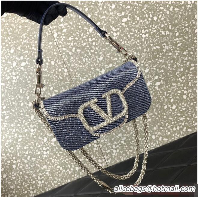 Buy Inexpensive VALENTINO MINI LOCO imitation crystal shoulder bag WB0K53SL sky blue