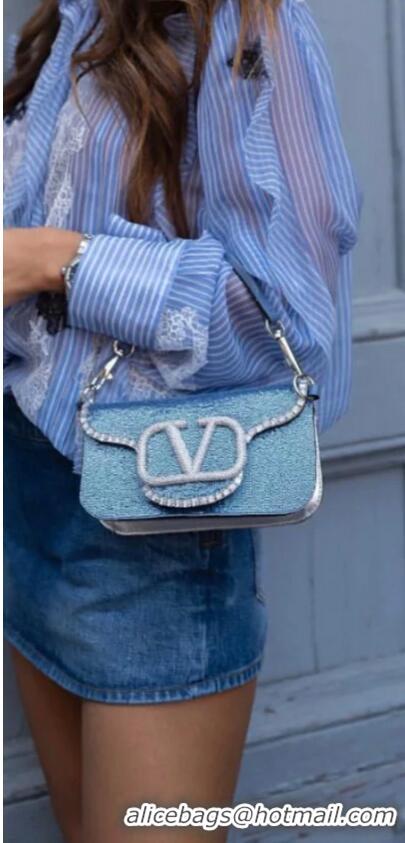 Buy Inexpensive VALENTINO MINI LOCO imitation crystal shoulder bag WB0K53SL sky blue