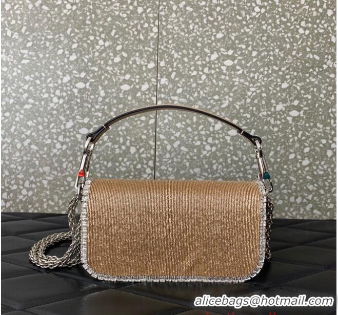 Most Popular VALENTINO MINI LOCO imitation crystal shoulder bag WB0K53SL Apricot