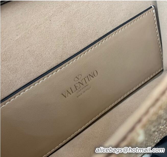 Most Popular VALENTINO MINI LOCO imitation crystal shoulder bag WB0K53SL Apricot