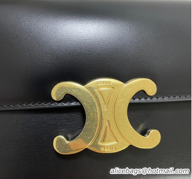 Famous Brand Celine CLUTCH WITH CHAIN IN TRIOMPHE LAMBSKIN 107732 Black