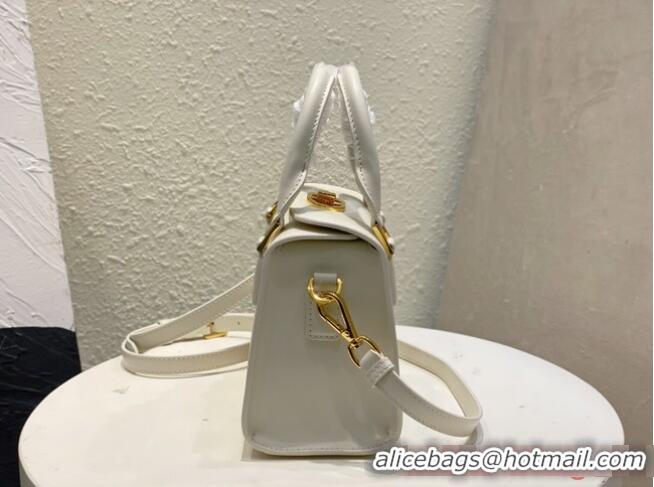 Top Quality DIOR MEDIUM BOSTON BAG Box Calfskin M8675 White