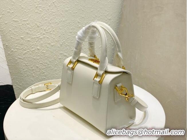 Top Quality DIOR MEDIUM BOSTON BAG Box Calfskin M8675 White