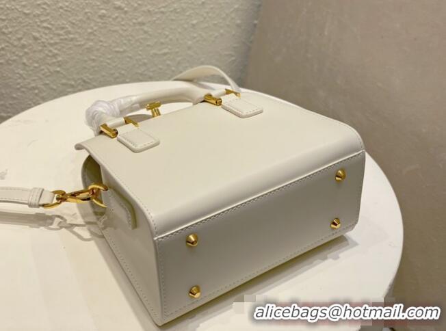 Top Quality DIOR MEDIUM BOSTON BAG Box Calfskin M8675 White