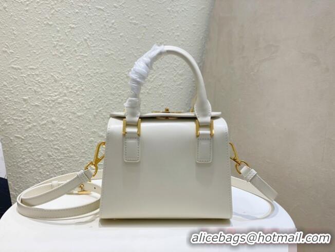 Top Quality DIOR MEDIUM BOSTON BAG Box Calfskin M8675 White