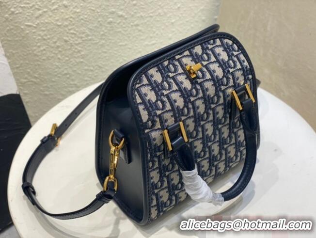 Top Grade DIOR MEDIUM BOSTON BAG Box Oblique Jacquard M8675 Blue