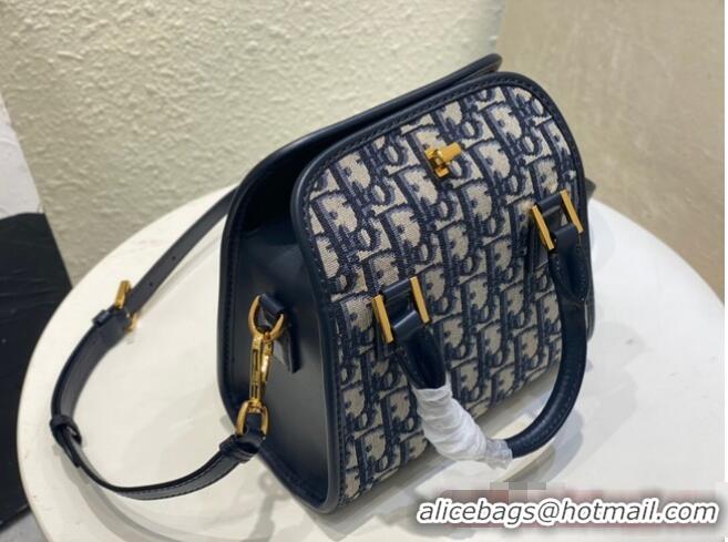 Top Grade DIOR MEDIUM BOSTON BAG Box Oblique Jacquard M8675 Blue