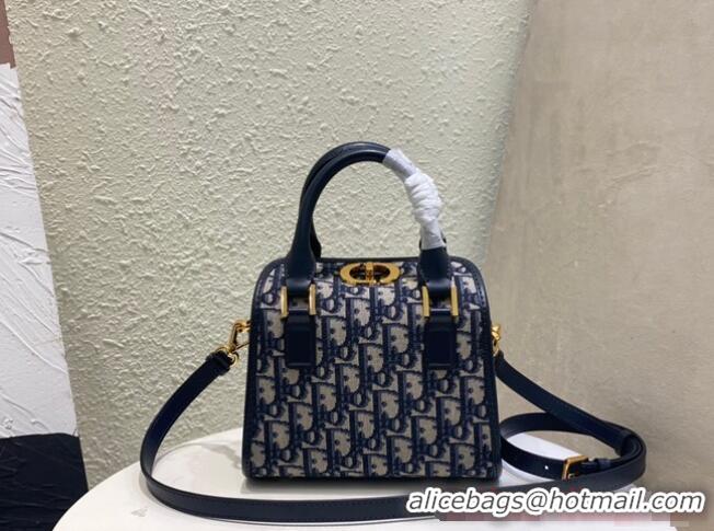 Top Grade DIOR MEDIUM BOSTON BAG Box Oblique Jacquard M8675 Blue