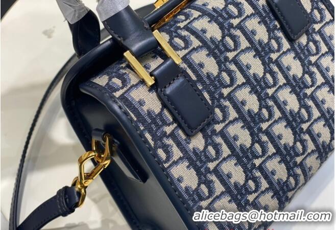 Top Grade DIOR MEDIUM BOSTON BAG Box Oblique Jacquard M8675 Blue