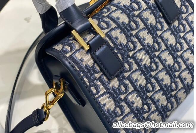 Top Grade DIOR MEDIUM BOSTON BAG Box Oblique Jacquard M8675 Blue