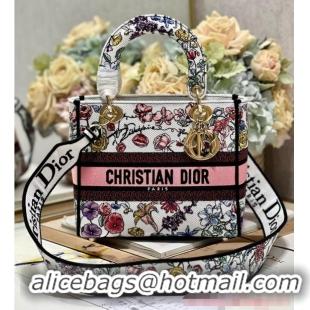 Grade Design MEDIUM DIOR LADY D-LITE BAG White Multicolor Florilegio Embroidery M0565