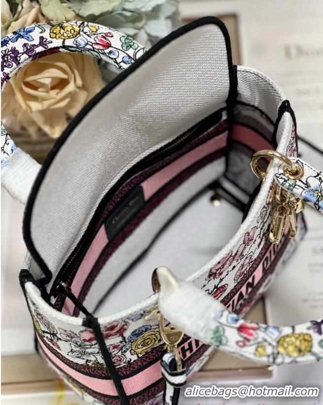 Grade Design MEDIUM DIOR LADY D-LITE BAG White Multicolor Florilegio Embroidery M0565