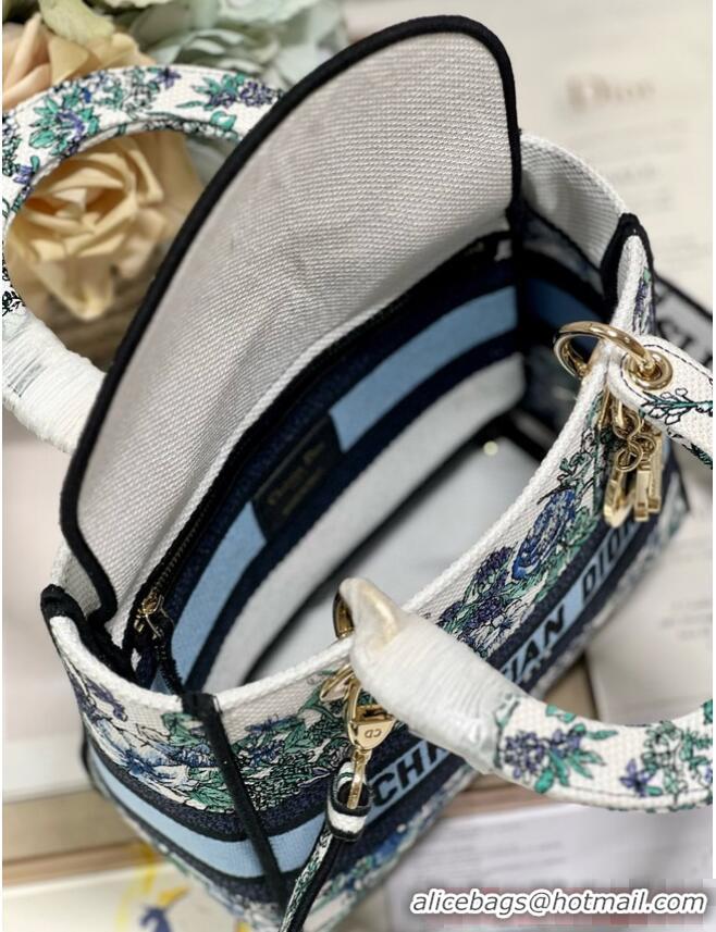 Famous Brand MEDIUM DIOR LADY D-LITE BAG White Multicolor Flowers Constellation Embroidery M0565OE