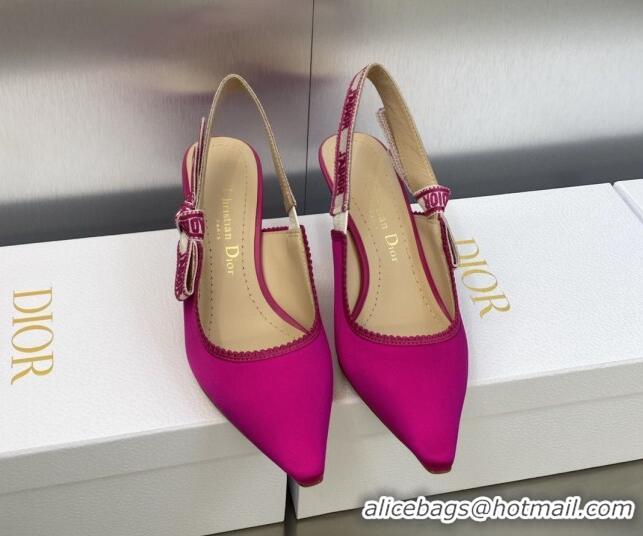 Sumptuous Dior J'Adior Slingback Pumps 6.5cm in Rani Pink Embroidered Satin and Cotton 606036