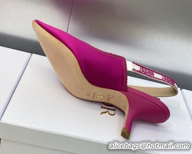 Sumptuous Dior J'Adior Slingback Pumps 6.5cm in Rani Pink Embroidered Satin and Cotton 606036