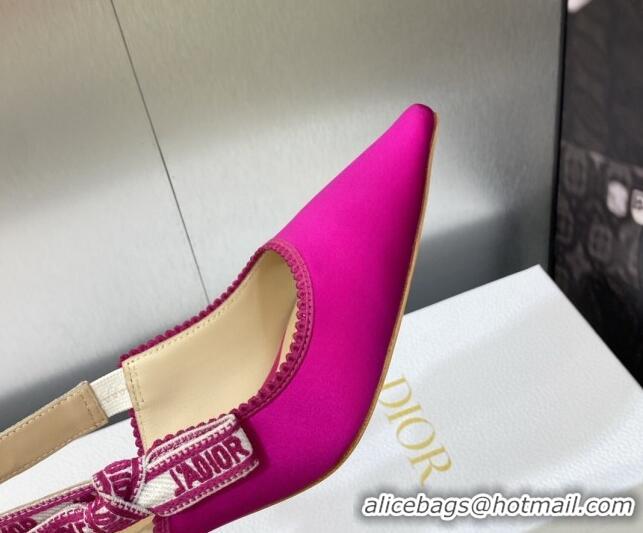 Sumptuous Dior J'Adior Slingback Pumps 6.5cm in Rani Pink Embroidered Satin and Cotton 606036