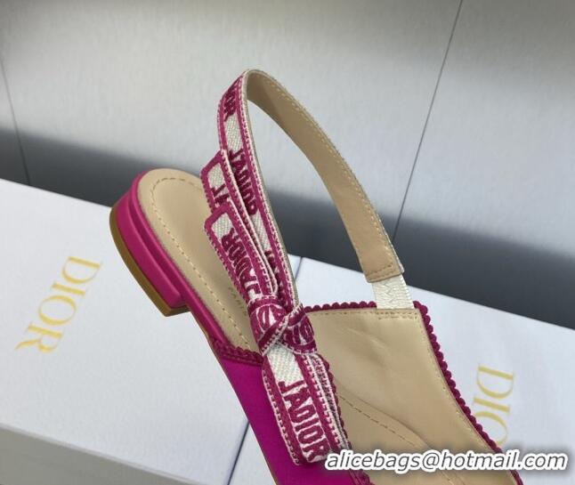 Hot Style Dior J'Adior Slingback Ballerina Flat in Rani Pink Embroidered Satin and Cotton 606037