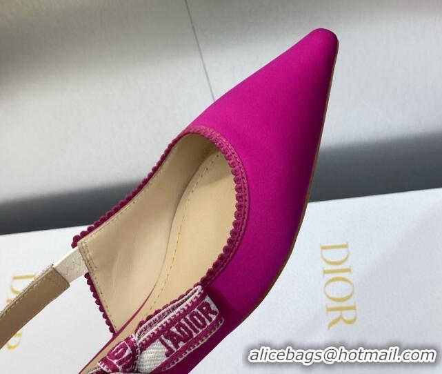 Hot Style Dior J'Adior Slingback Ballerina Flat in Rani Pink Embroidered Satin and Cotton 606037