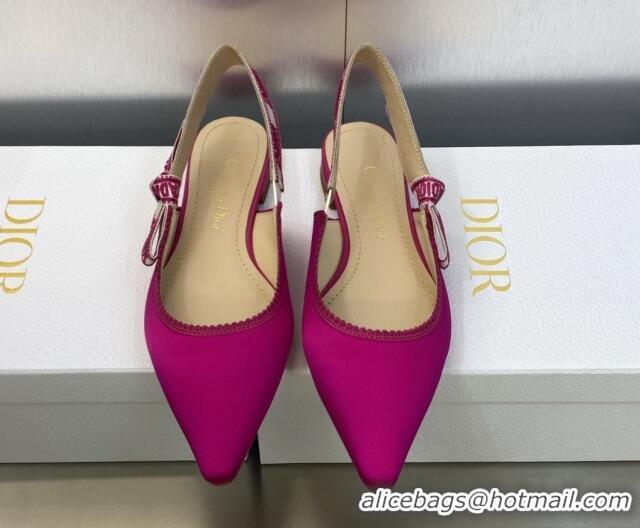 Hot Style Dior J'Adior Slingback Ballerina Flat in Rani Pink Embroidered Satin and Cotton 606037