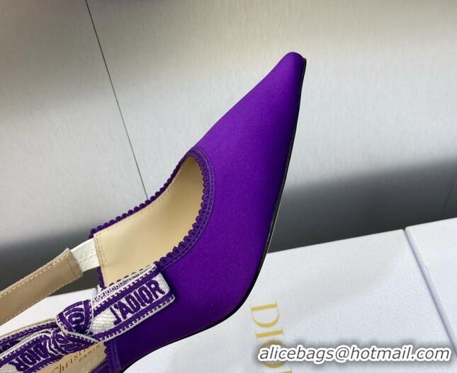 Grade Quality Dior J'Adior Slingback Pumps 6.5cm in Purple Embroidered Satin and Cotton 606039